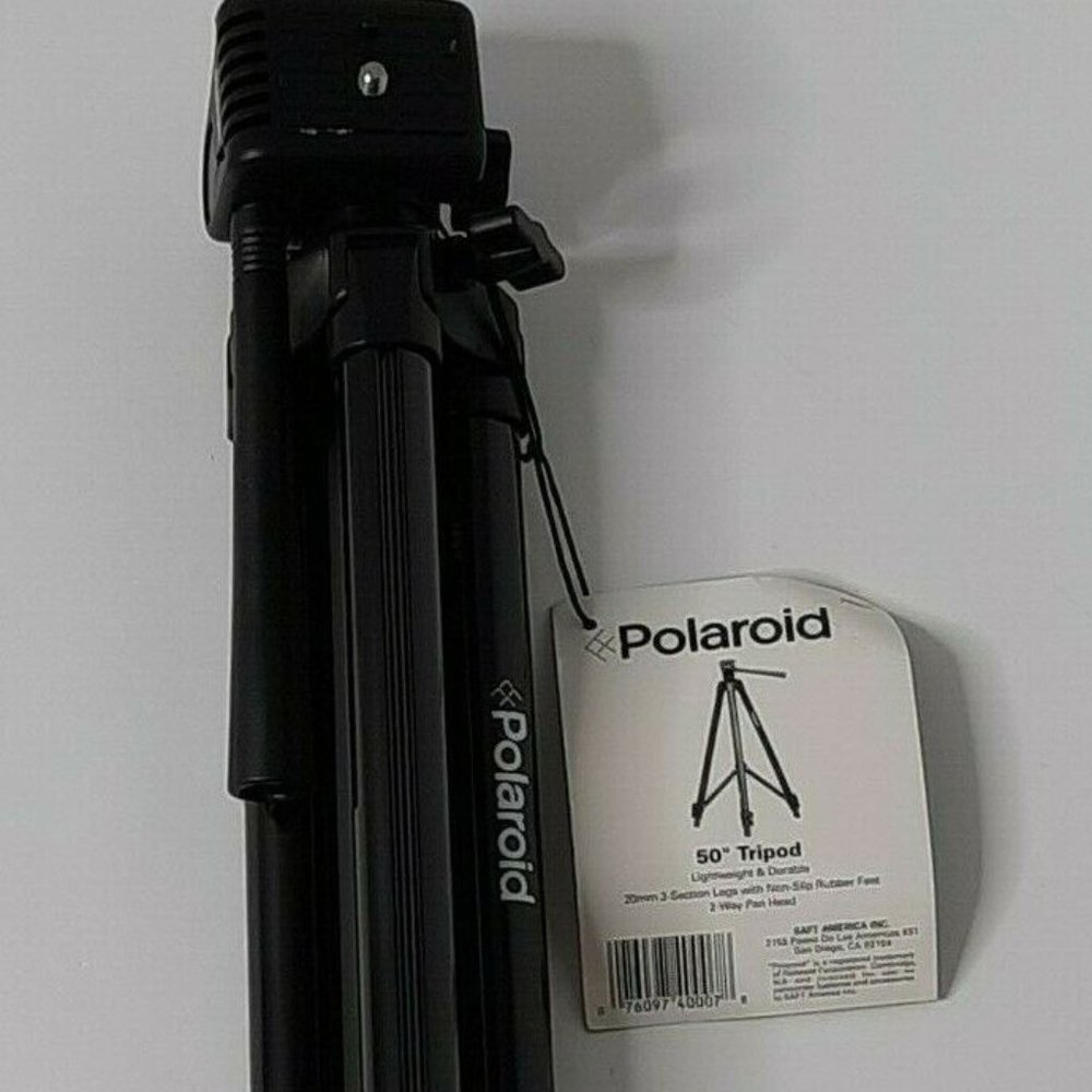 Polaroid Tripod Lightweight Durable 3 Section Legs upto 50” Black 2 Way Pan Head